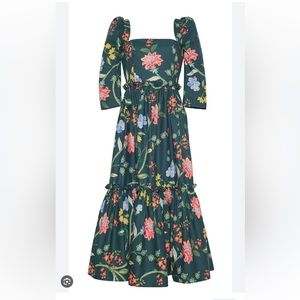 Cara Cara Blue Hill Dress, Ophelia Floral Emerald